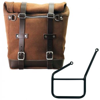 Seitentasche aus gewachstem Wildleder + linker HUSQVARNA-Hilfsrahmen