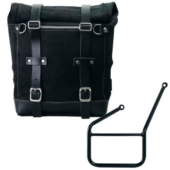 Seitentasche aus gewachstem Wildleder + linker HUSQVARNA-Hilfsrahmen