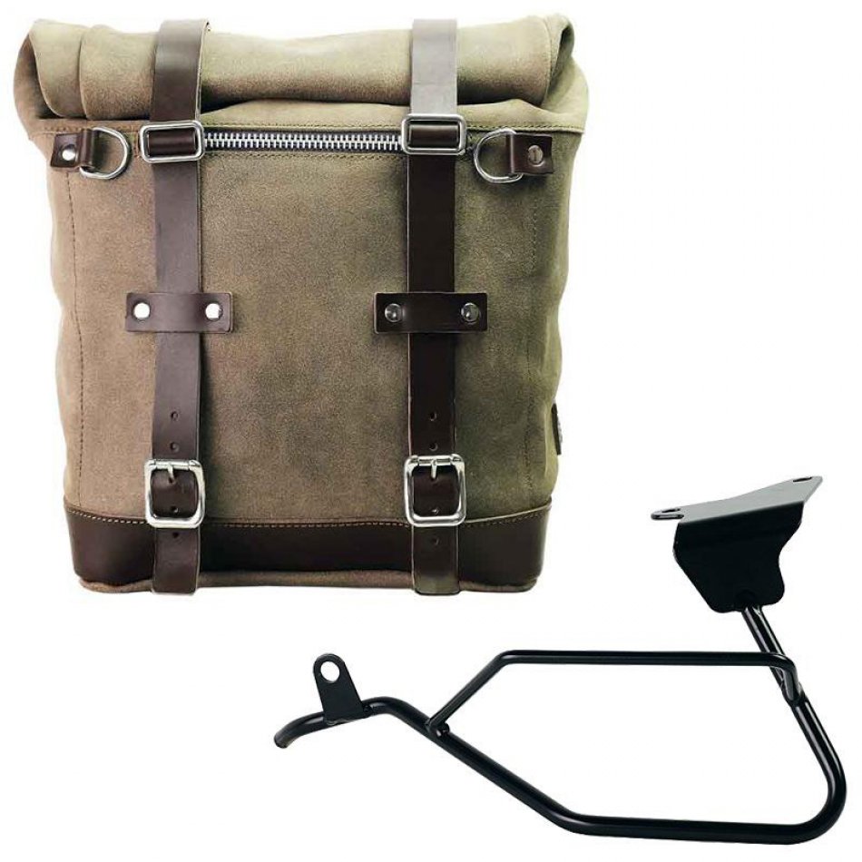 Seitentasche Scram aus Spaltleder 22L-30L + Moto Guzzi V100 Mandello linker Rahmen