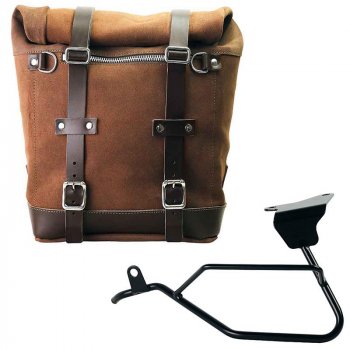 Seitentasche Scram aus Spaltleder 22L-30L + Moto Guzzi V100 Mandello linker Rahmen