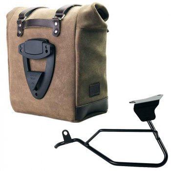 Seitentasche Scram aus Spaltleder 22L-30L + Moto Guzzi V100 Mandello linker Rahmen
