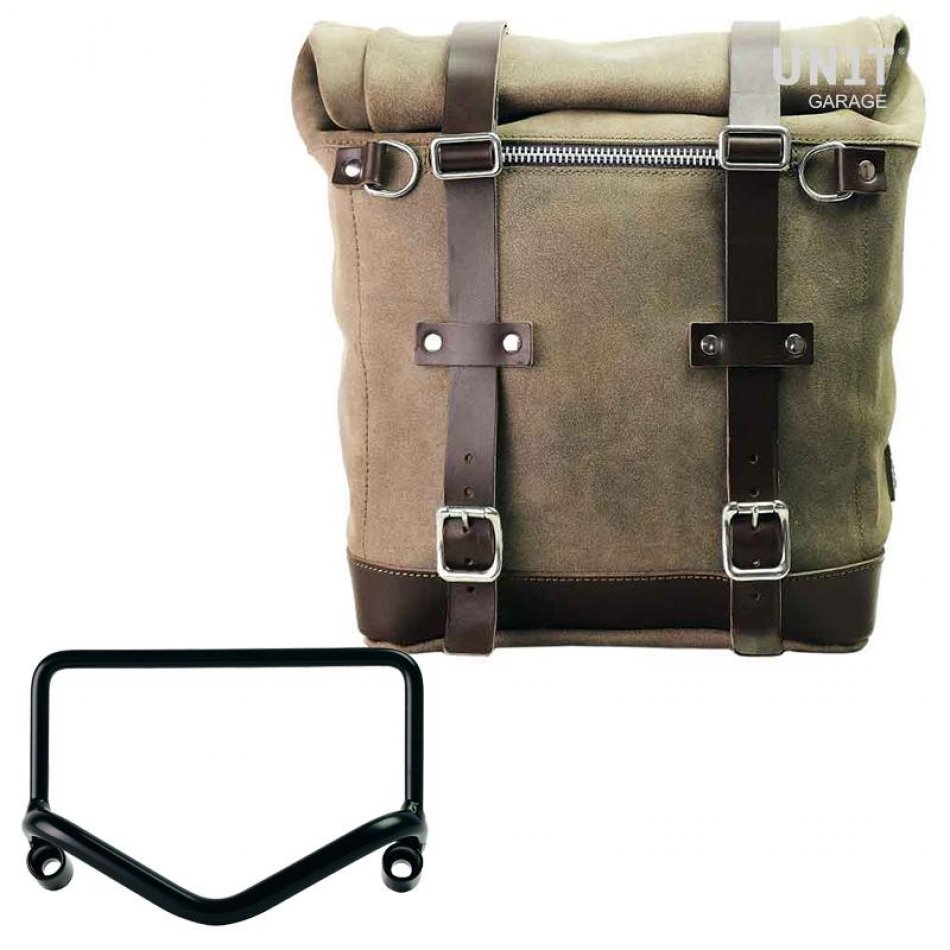 22L-30L Scram Spaltleder Seitentasche + R18 Rahmen für Fishtail Auspuff