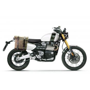 Seitentasche Scram aus Spaltleder 22L-30L + Rechter Hilfsrahmen Triumph Scrambler 1200 XC_XE (ab 2019)