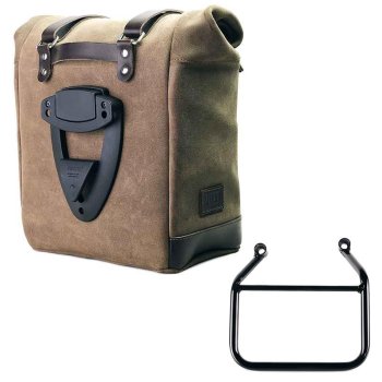 Seitentasche Scram aus Spaltleder 22L-30L + Triumph Speed 400 & Scrambler 400 X Rahmen links