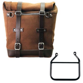 Seitentasche Scram aus Spaltleder 22L-30L + Triumph Speed 400 & Scrambler 400 X Rahmen links