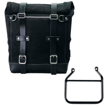 Seitentasche Scram aus Spaltleder 22L-30L + Triumph Speed 400 & Scrambler 400 X Rahmen links