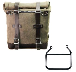 Seitentasche Scram aus Spaltleder 22L-30L + Triumph Speed 400 & Scrambler 400 X Rahmen links