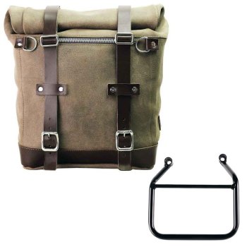 Seitentasche Scram aus Spaltleder 22L-30L + Triumph Speed 400 & Scrambler 400 X Rahmen links