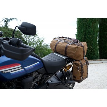 Seitenkoffer Canvas + Pan America 1250 Hilfsrahmen links