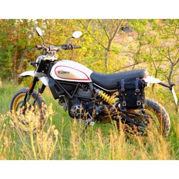 Seitentasche aus Spaltleder + Ducati Desert Sled Rahmen