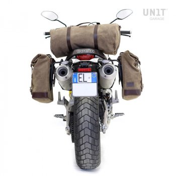 Seitentasche aus Spaltleder + Ducati Scrambler 1100 Rahmen