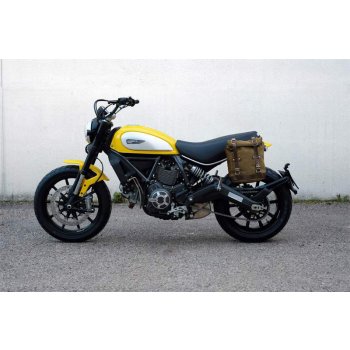 Seitentasche aus Spaltleder + Ducati Scrambler Rahmen