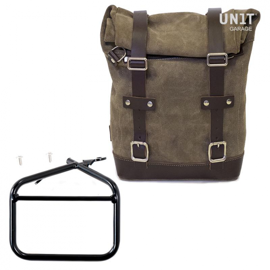 Seitentasche aus Spaltleder + Ducati Scrambler Rahmen