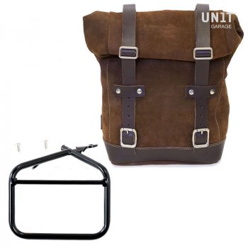 Seitentasche aus Spaltleder + Ducati Scrambler Rahmen