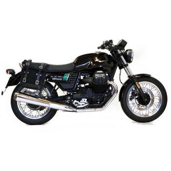 Seitentasche aus Spaltleder + Guzzi V7 DX Rahmen