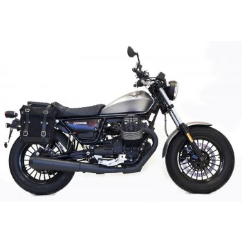 Seitentasche aus Spaltleder + Guzzi V9 Bobber Rahmen