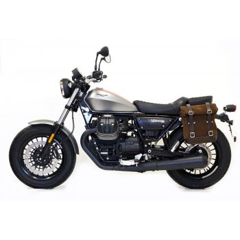 Seitentasche aus Spaltleder + Guzzi V9 Bobber SX Rahmen