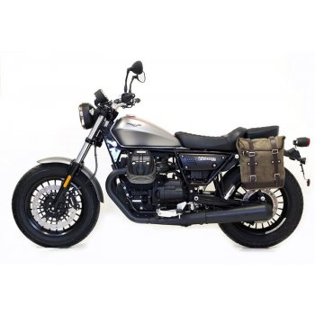Seitentasche aus Spaltleder + Guzzi V9 Bobber SX Rahmen