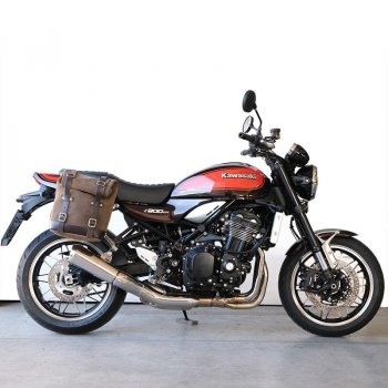 Geteilte Seitentasche aus Leder + Kawasaki Z900RS DX-Rahmen