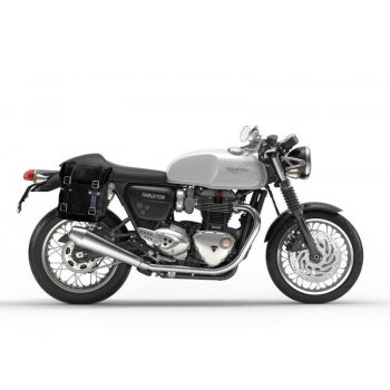Geteilte Seitentasche aus Leder + Triumph Speed Twin DX-Rahmen