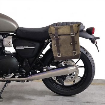Seitentasche aus Spaltleder + Triumph Rahmen Street Twin 900 (2016 Bis heute)