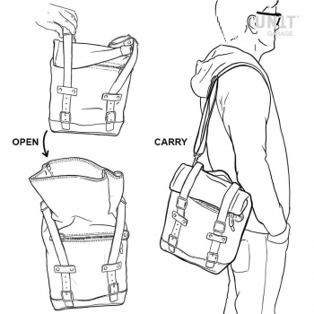 Seitentasche aus Spaltleder + Triumph T100-T120 DX Rahmen (2017<)