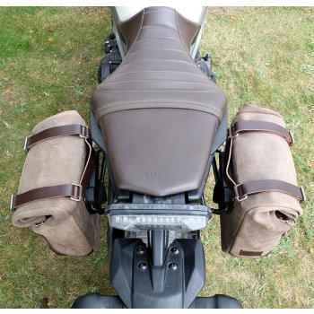 Seitentasche aus Spaltleder + Yamaha Recht Rahmen