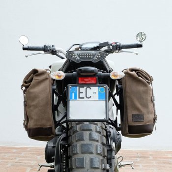 Seitentasche aus Spaltleder + Yamaha Linke Rahmen