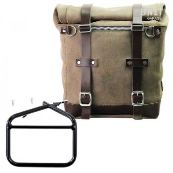 Seitentasche aus Spaltleder + Ducati Scrambler Rahmen