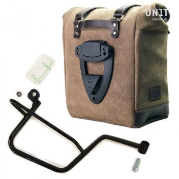 Seitentasche aus Spaltleder + Guzzi V7 DX Rahmen