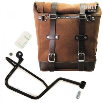 Seitentasche aus Spaltleder + Guzzi V7 DX Rahmen