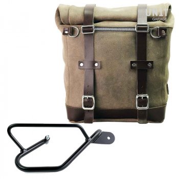 Seitentasche aus Spaltleder + Guzzi V9 Bobber DX Rahmen