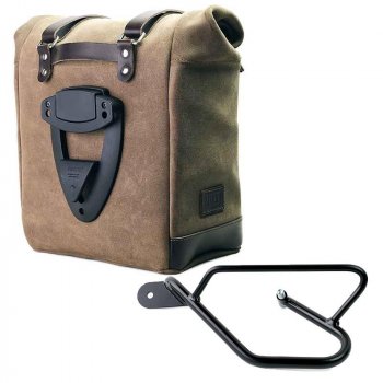 Seitentasche aus Spaltleder + Guzzi V9 Bobber SX Rahmen