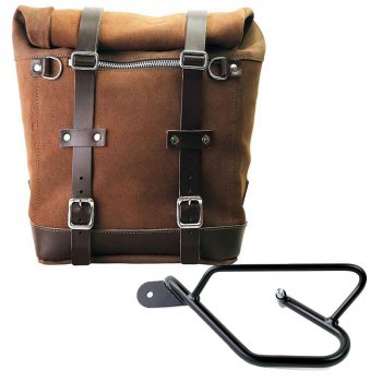 Seitentasche aus Spaltleder + Guzzi V9 Bobber SX Rahmen