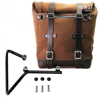 Seitentasche aus Spaltleder + husqvarna svartpilen 701 Rahmen