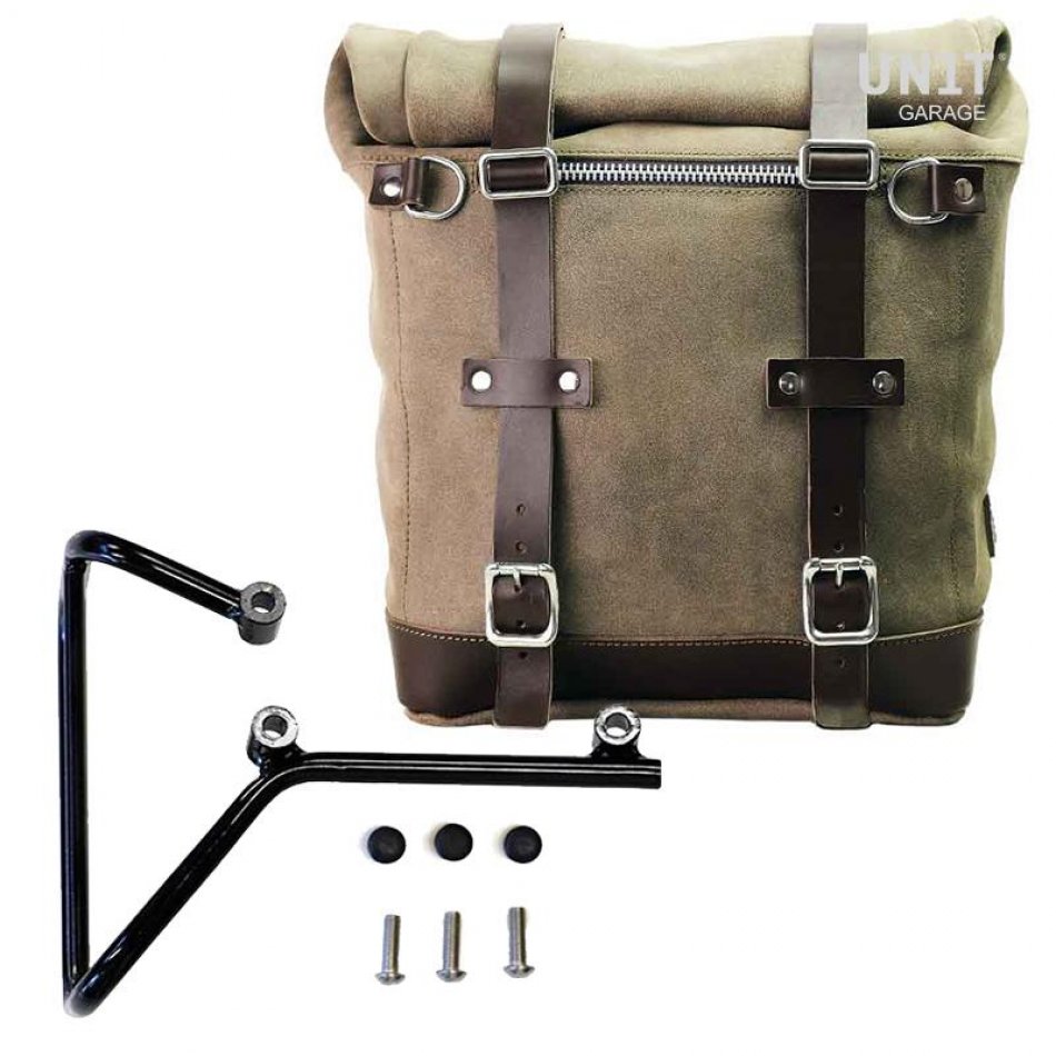 Seitentasche aus Spaltleder + husqvarna svartpilen 701 Rahmen