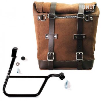 Scram Seitenkoffer aus gewachstem Wildleder 22L-30L + rechter Hilfsrahmen Triumph T120 (ab 2016)