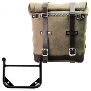 Seitentasche aus Spaltleder + Universalrahmen