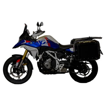 Atlas Aluminium-Taschenpaar 39L+32L + BMW F450GS Atlas Aluminium-Satteltaschenrahmen