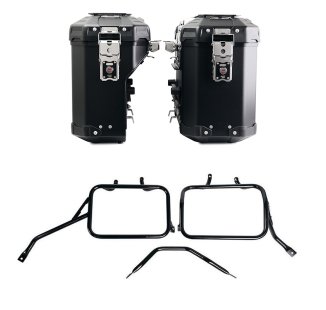 Atlas Aluminium-Taschenpaar 39L+32L + Triumph Tracker 400 Aluminium-Satteltaschenrahmen