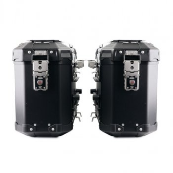 Atlas Aluminium-Taschenpaar 39L+39L + Triumph Bonneville T120 Satteltaschenrahmen aus Aluminium