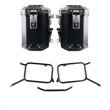 Atlas Aluminium-Taschenpaar 39L+39L + Triumph Bonneville T120 Satteltaschenrahmen aus Aluminium