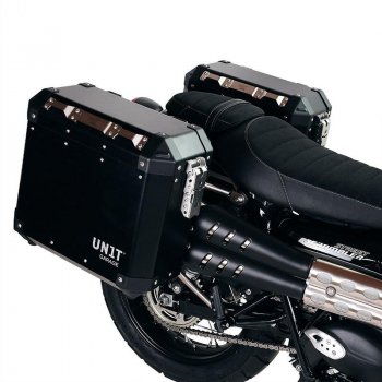 Paar Atlas 40L + 34L Aluminiumtaschen mit Triumph Street Scrambler Rahmen