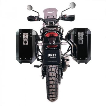 Paar Seitentaschen Atlas aus Aluminium 40L + 34L + Triumph Speed 400 & Scrambler 400 X Aluminium-Satteltaschenrahmen