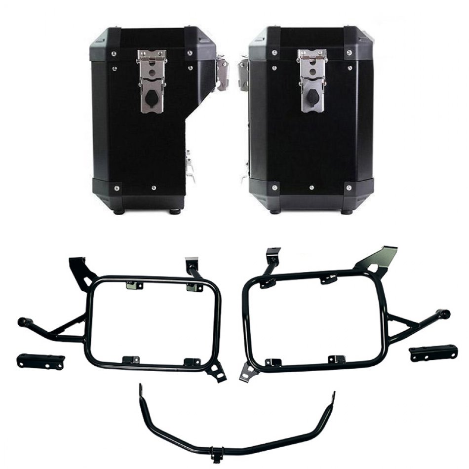 Paar Atlas-Aluminiumtaschen 47 l + 41 l mit BMW F900GS ADV-Rahmen