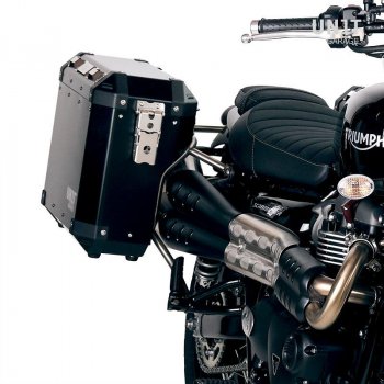 Paar Atlas 47L + 41L Aluminiumtaschen mit Triumph Street Scrambler Rahmen