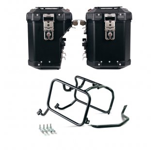 Atlas Aluminium-Seitenkoffer-Set 48L+41L + Husqvarna Rahmen für Atlas Alukoffer