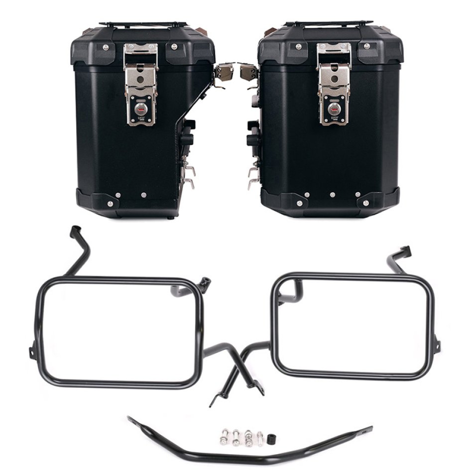Atlas Aluminium-Seitenkoffer-Set 48L+41L + BMW F450GS Atlas Aluminium-Satteltaschenrahmen