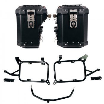 Atlas Aluminium-Seitenkoffer-Set 48L+41L + Atlas BMW F850GS und ADV Aluminium-Satteltaschenrahmen