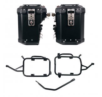Atlas Aluminium-Seitenkoffer-Set 48L+41L + Atlas BMW F900GS Aluminium-Satteltaschenrahmen